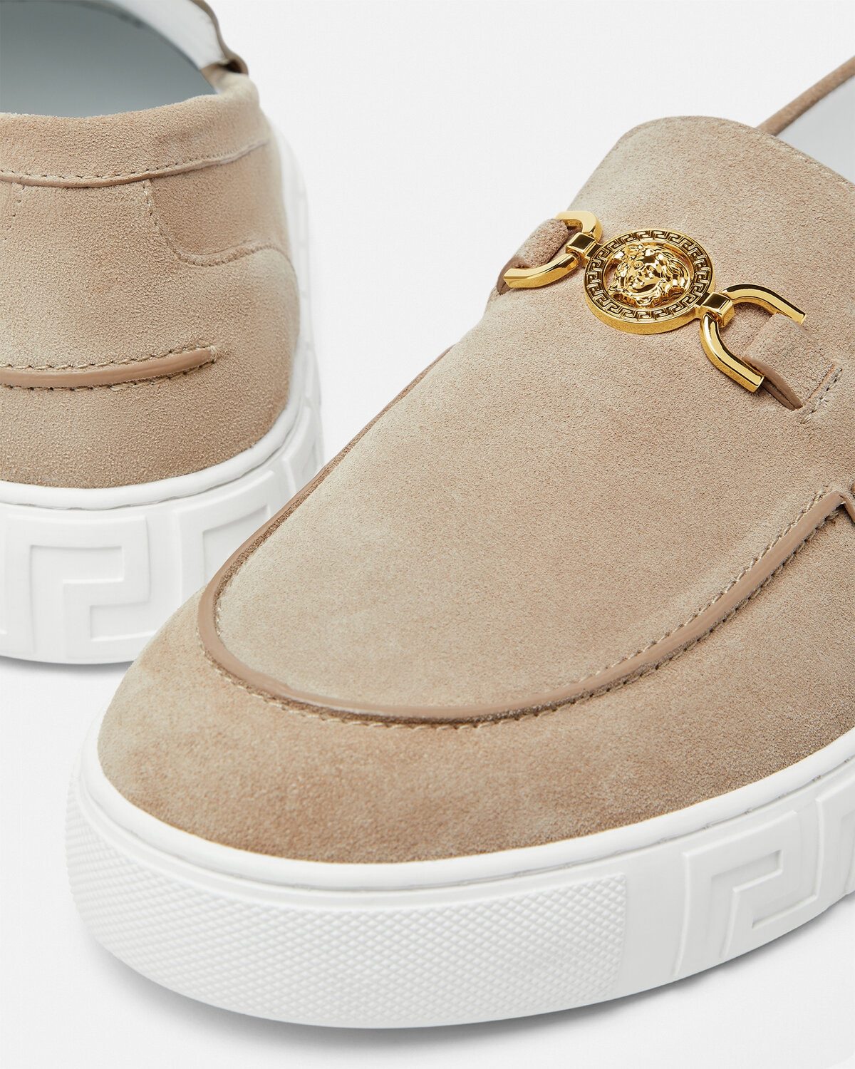 Versace Man Sneakers Beige Size 12 Leather In Nude