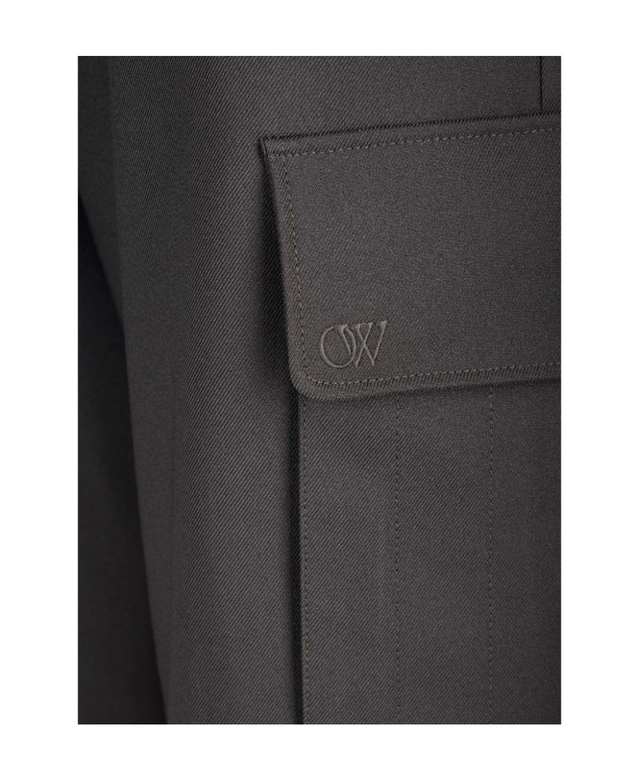 Off-white Wide-leg Wool-blend Trousers In Black