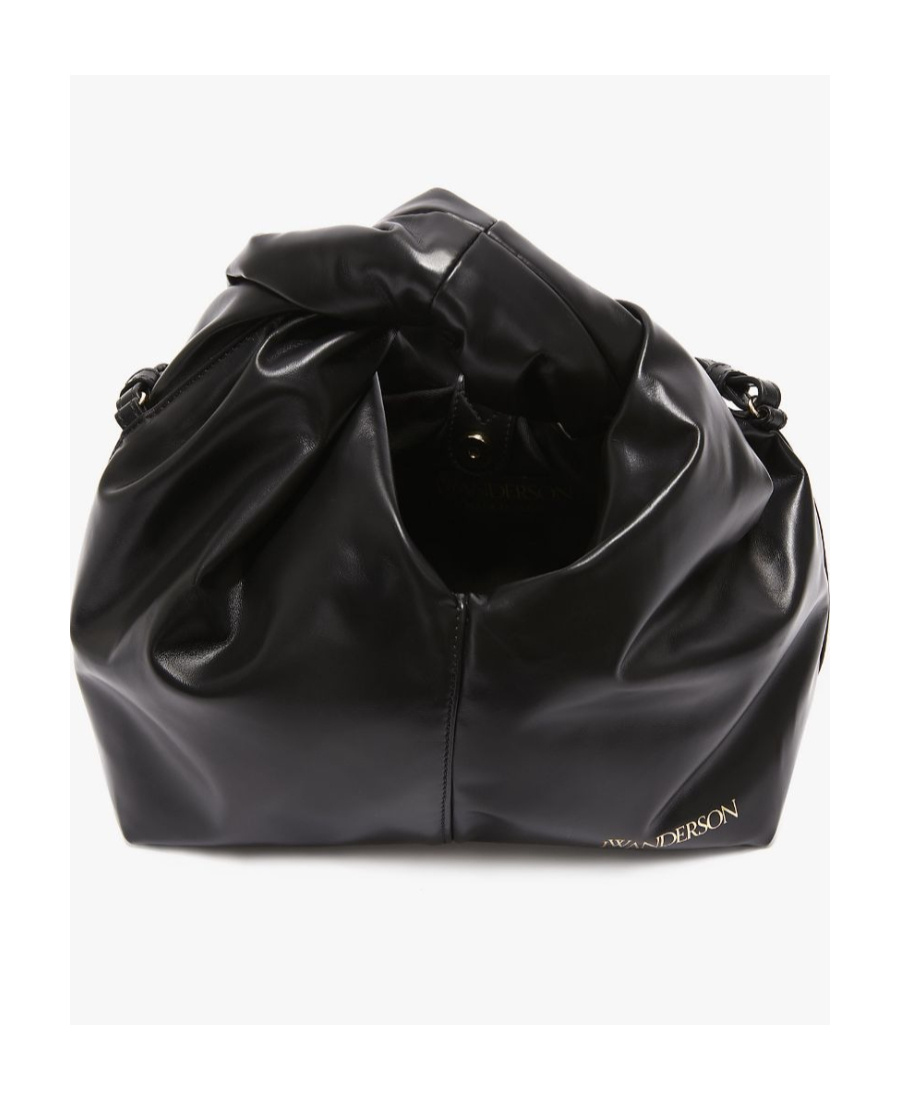 Jw Anderson Mini Twister Leather Hobo Bag In Black