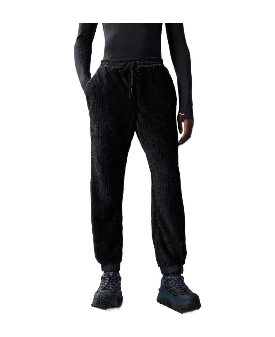 Moncler Straight-leg Velvet Track Pants In Black