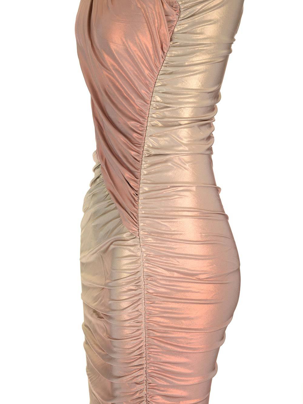 Rick Owens Amira Asymmetric Midi Dress In Nude