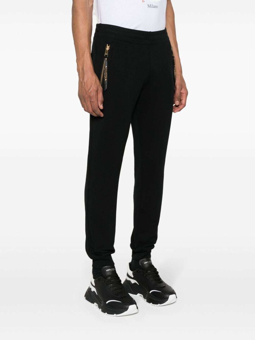 Moschino Logo-lettering Cotton Track Pants In Black