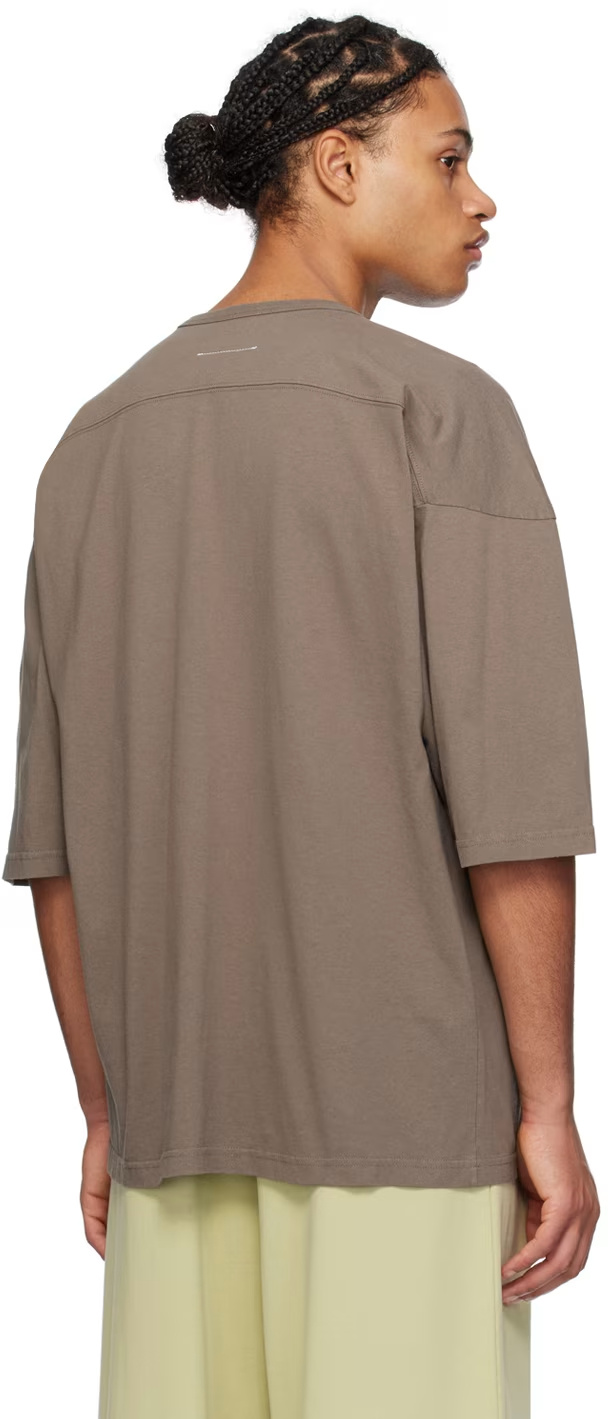 Mm6 Maison Margiela Splice Structure T-shirt In Brown