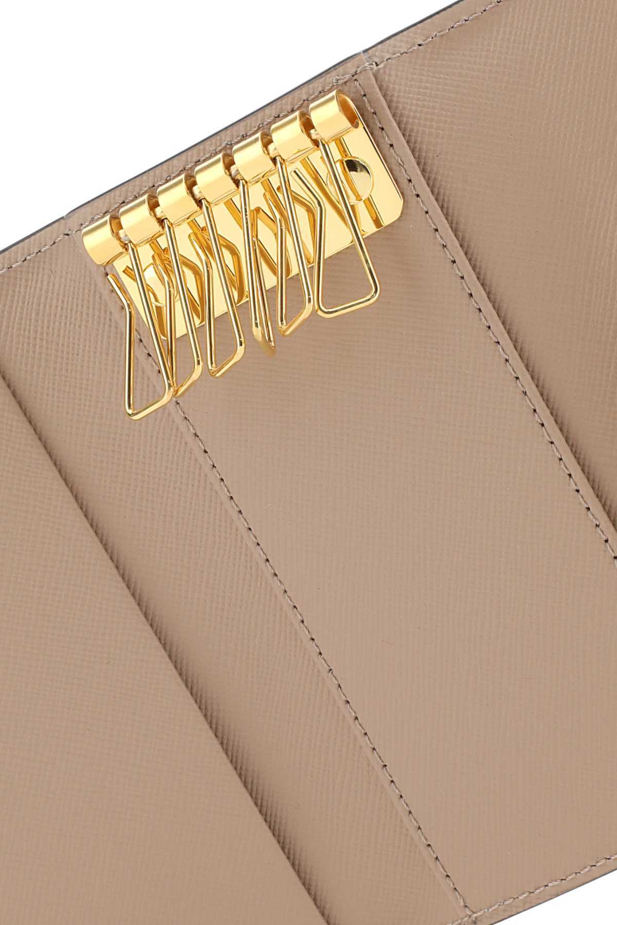 Marni Two-tone Leather Keyholder In Nude