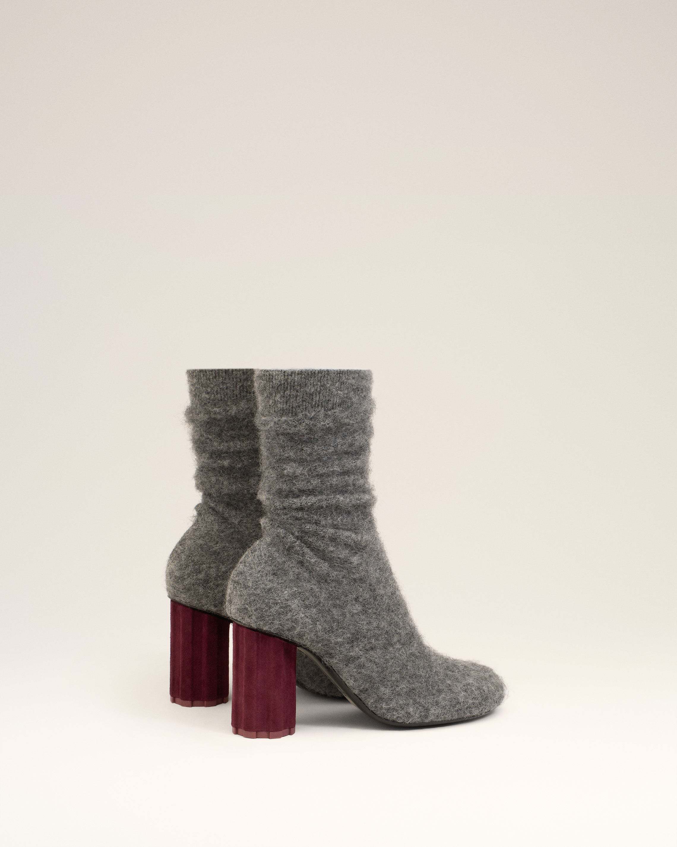Ami Alexandre Mattiussi Black Mohair Knit Piano Ankle Boots Grey In Gray