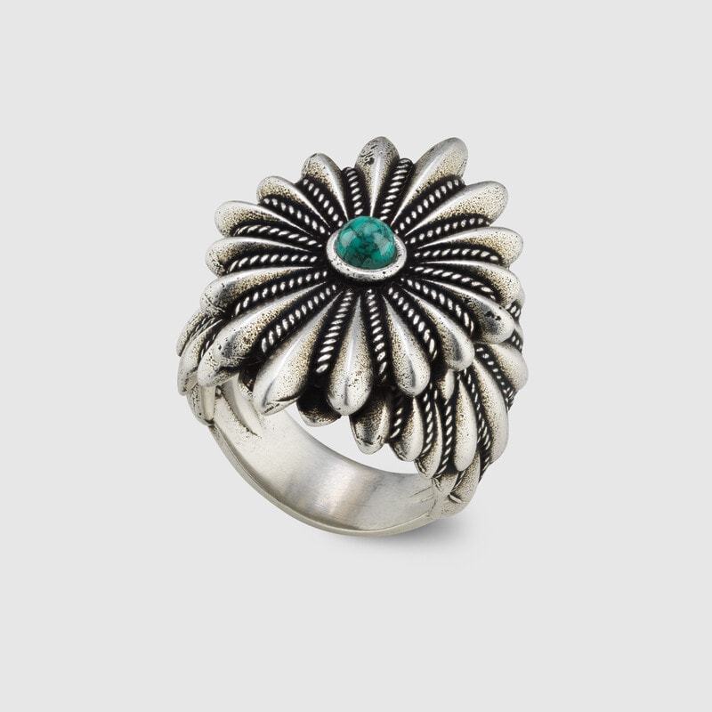 Gucci Sterling Silver Interlocking G Flower Ring