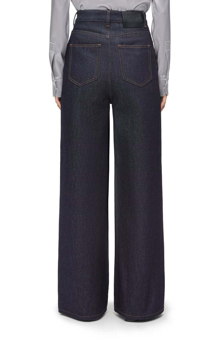 Loewe Womens High-rise Wide-leg Brand-patch Jeans Raw Denim In Black