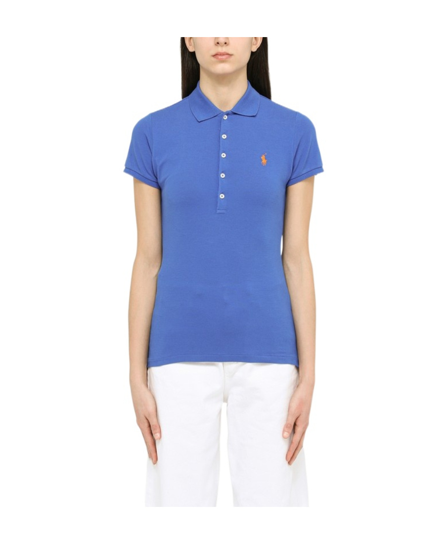 Polo Ralph Lauren Polo Julie 5 Bott. Slim-fit Polo In Blue