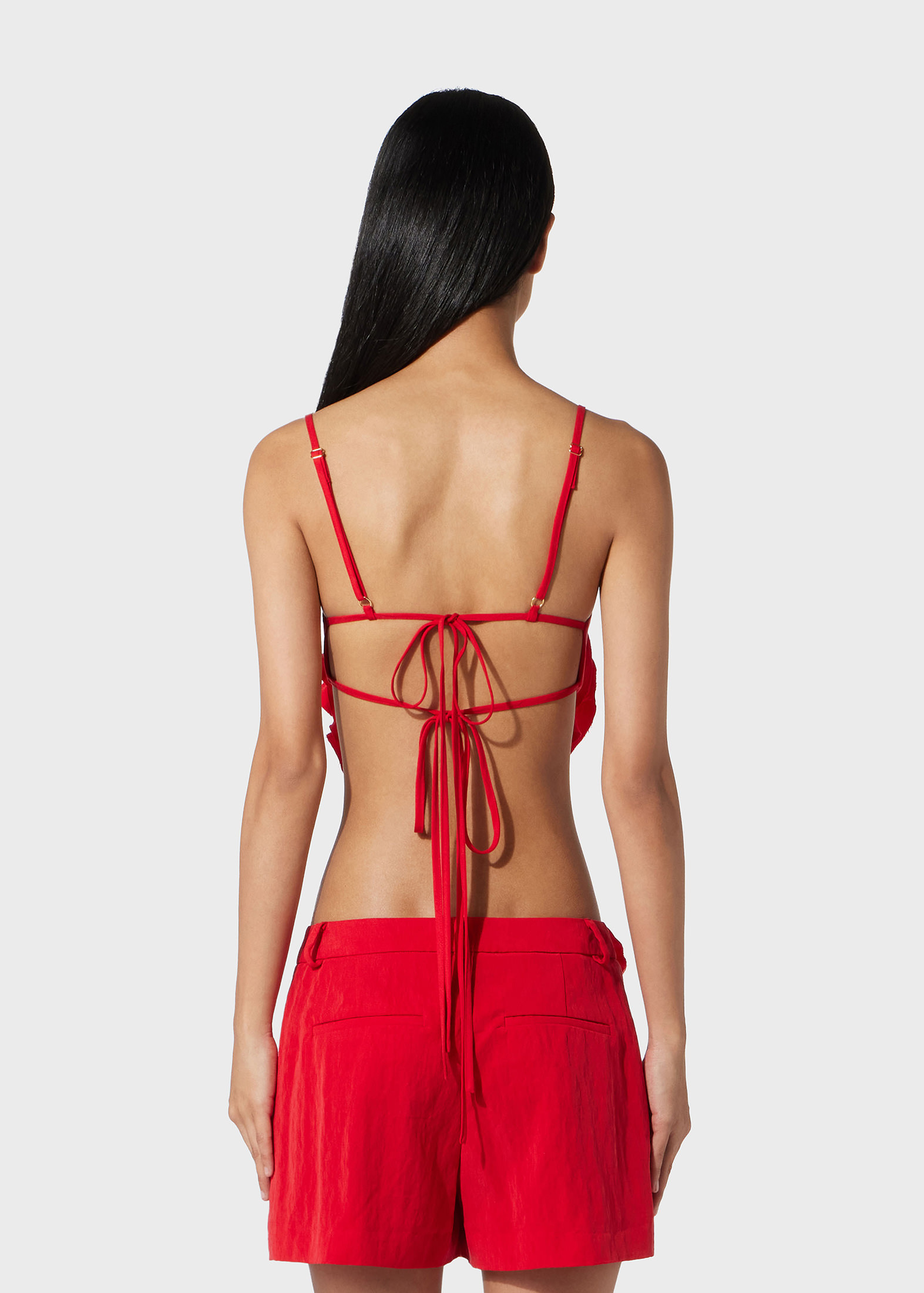 Blumarine Floral-appliqué Cropped Top In Red