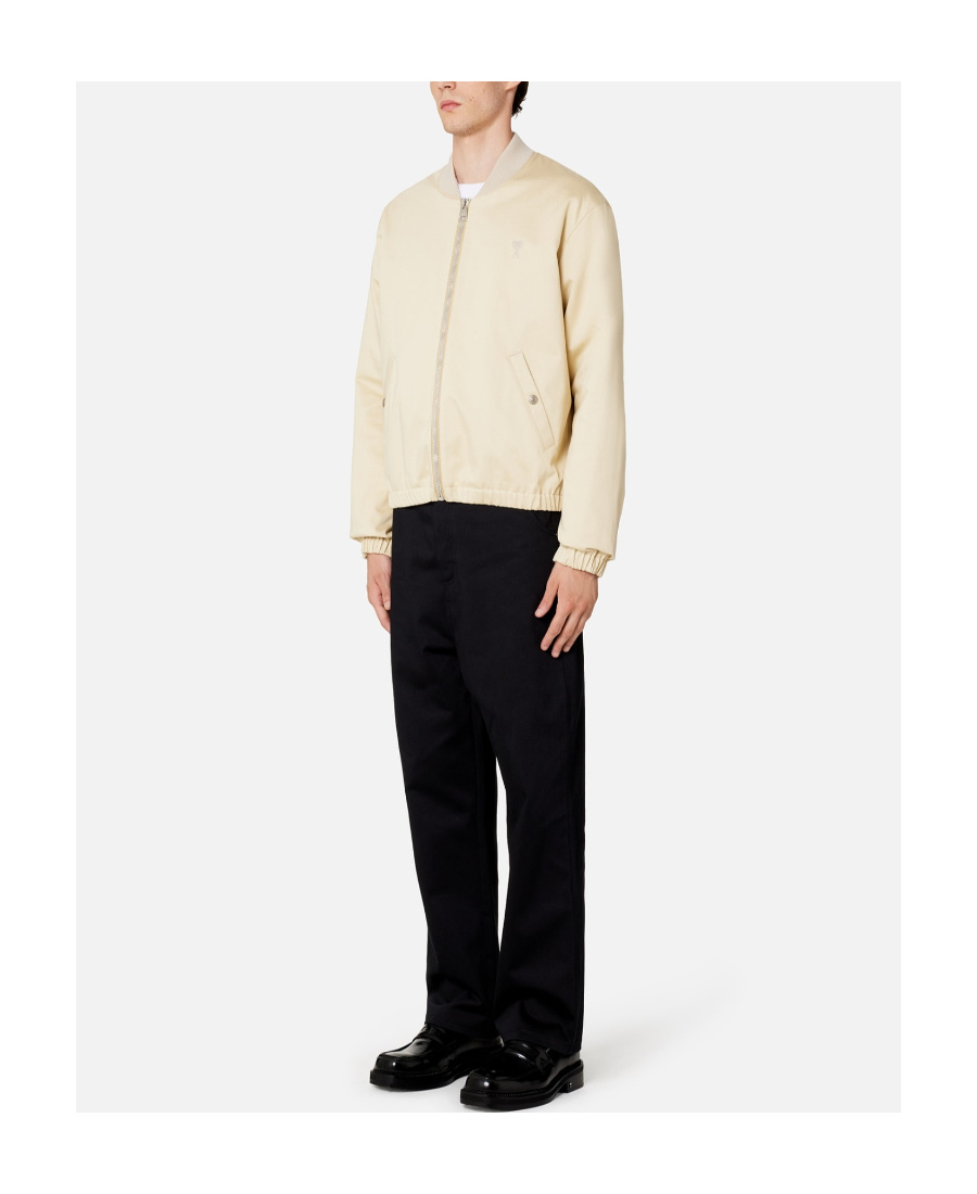 Ami Alexandre Mattiussi Ami Paris De Coeur Logo Bomber Jacket In Nude