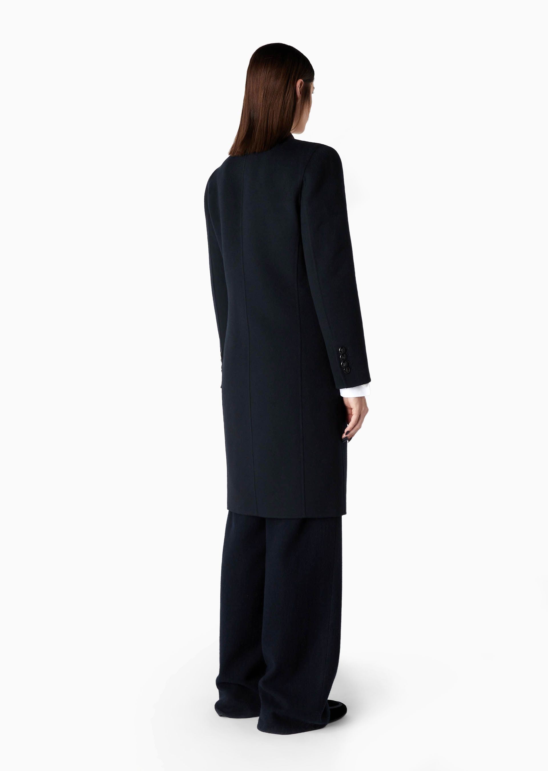 Giorgio Armani Double-breasted Wool Coat In Blue