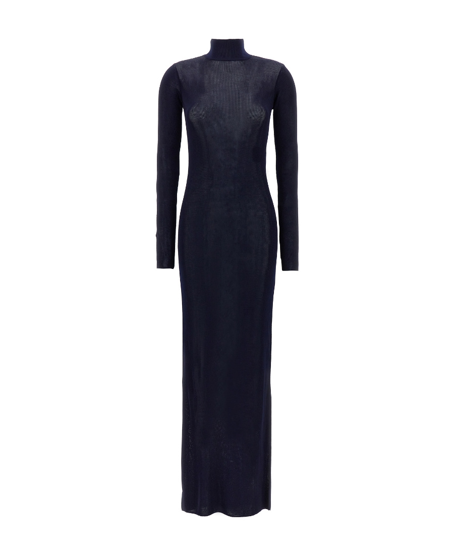 Saint Laurent Roll-neck Maxi Dress In Black
