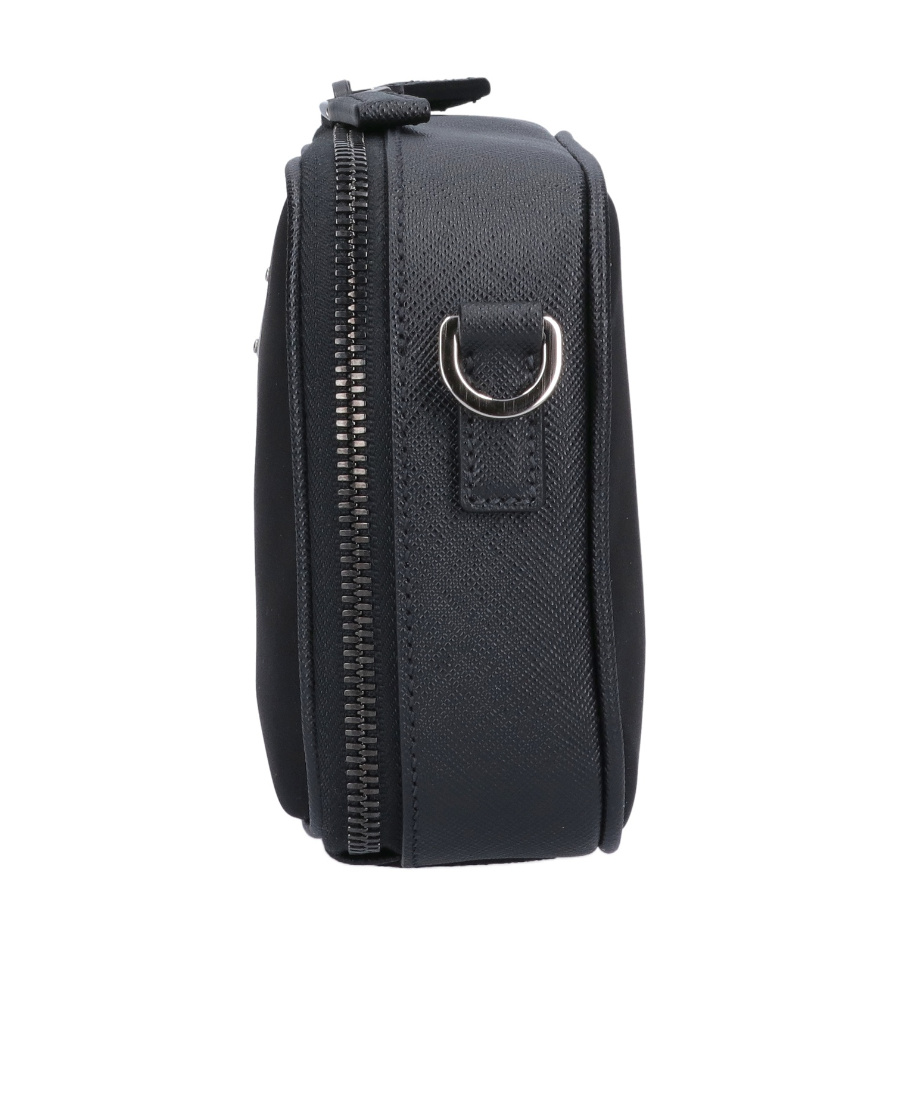 Prada Brique Re-nylon And Saffiano Leather Bag In Black