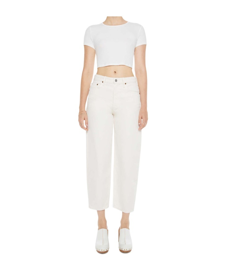 Mother The Peeler Tapered Ankle Jeans In White