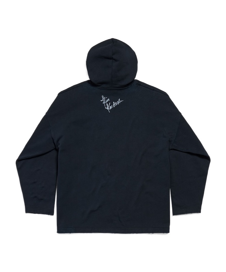 Balenciaga Kim K No Rib Hoodie In Faded Black In Black