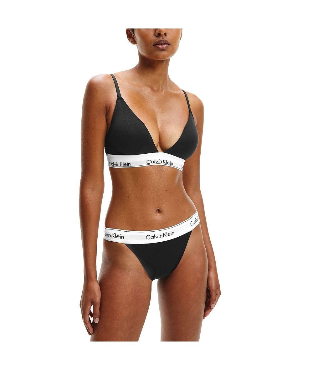 Calvin Klein Modern Cotton Lightly Lined Triangle Bralette In Black