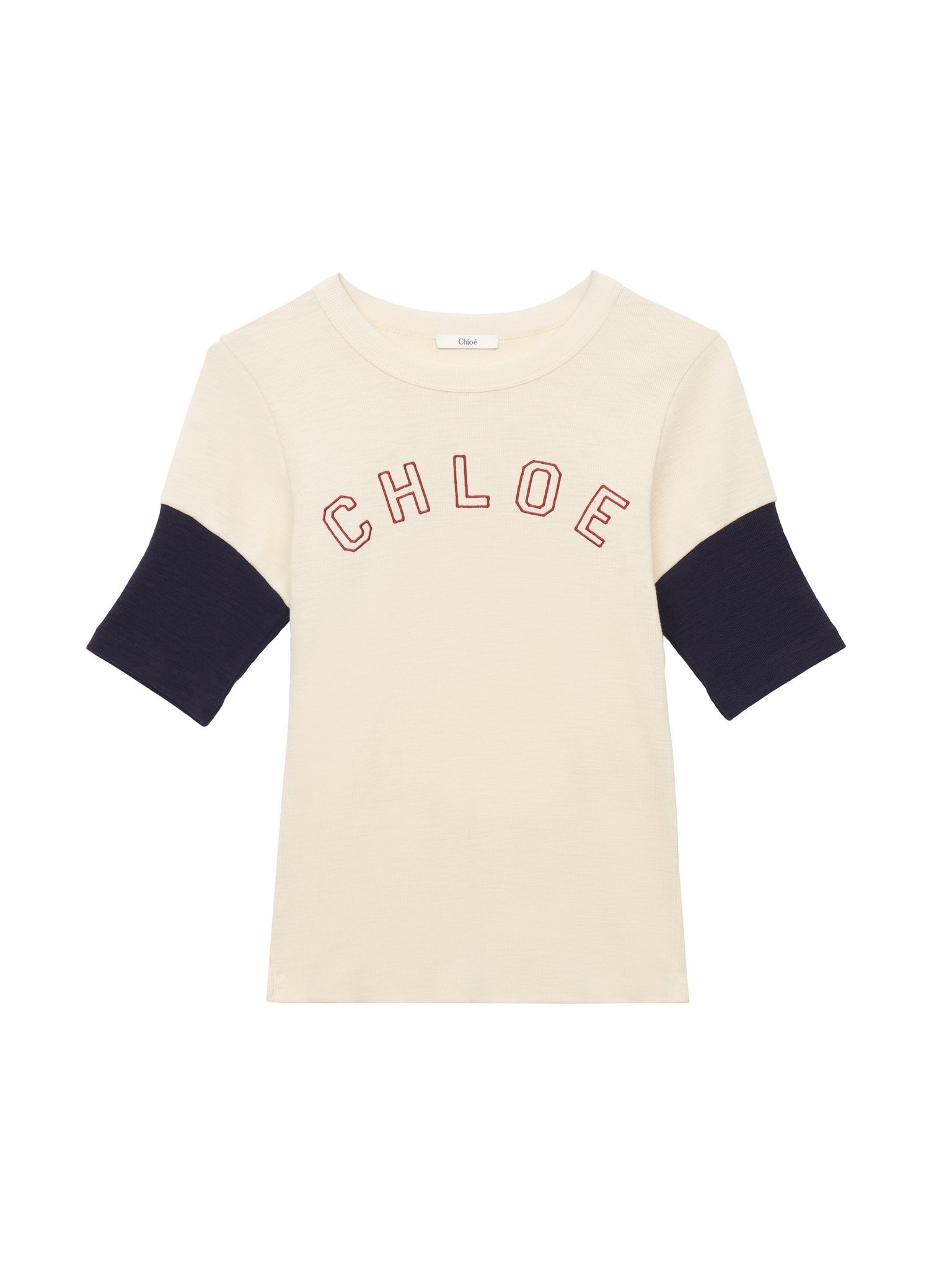 Chloé Logo Embroidered Heavy Cotton Wool T-shirt In White