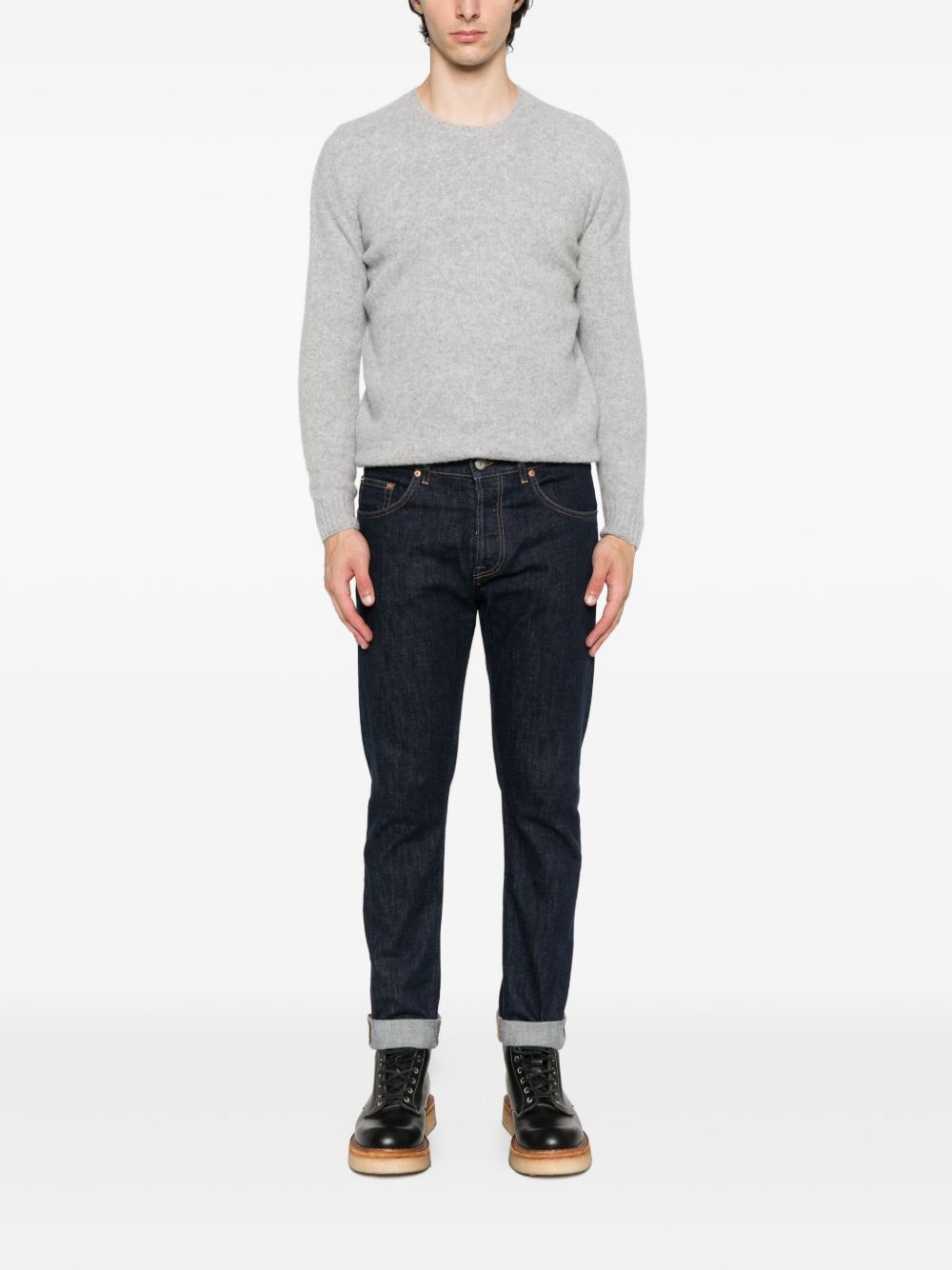 Dondup Denim Trousers With Belt Loops In Blue