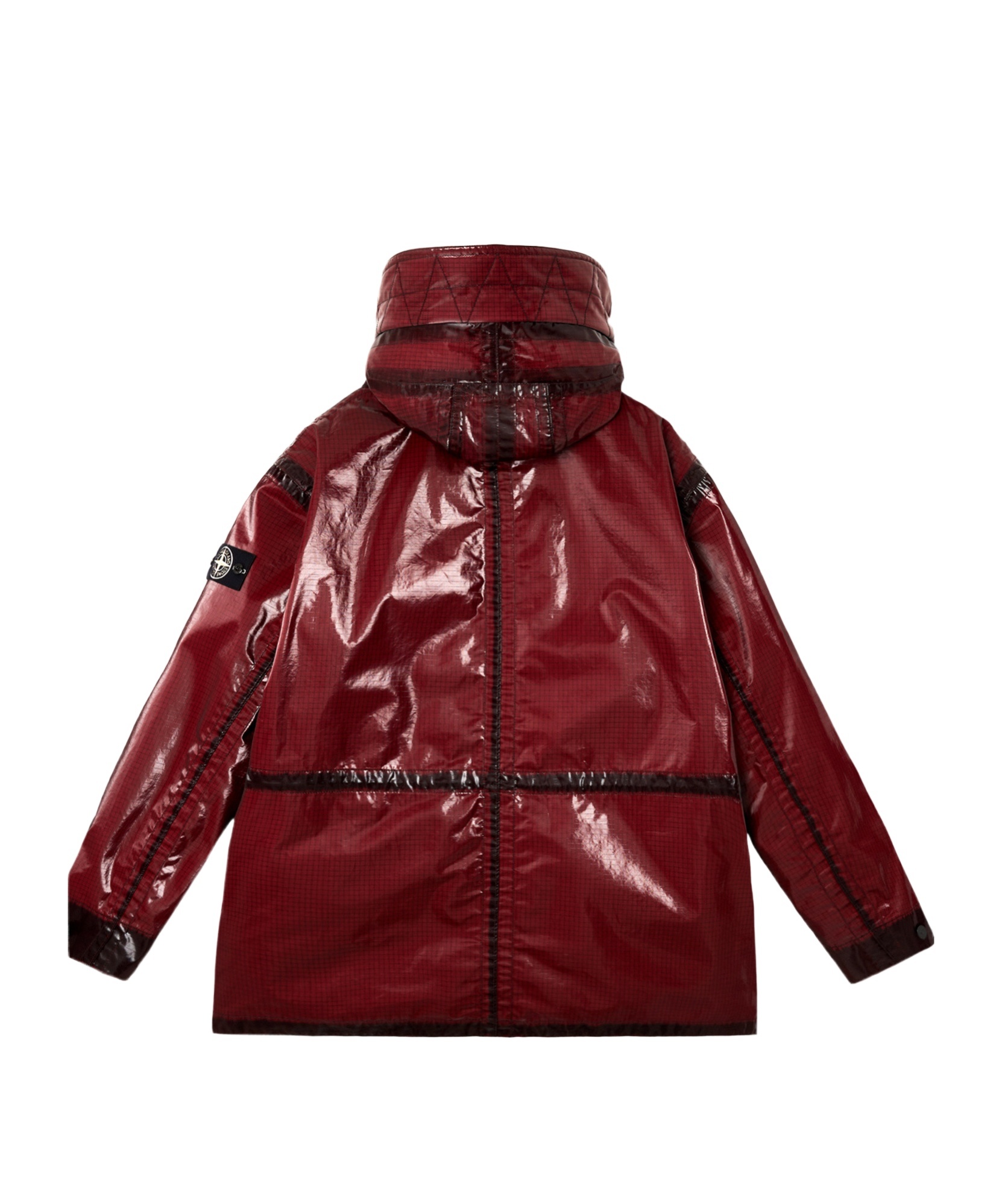 Stone Island Hooded Parka With Prismatic Effect And Padded Lining In Red