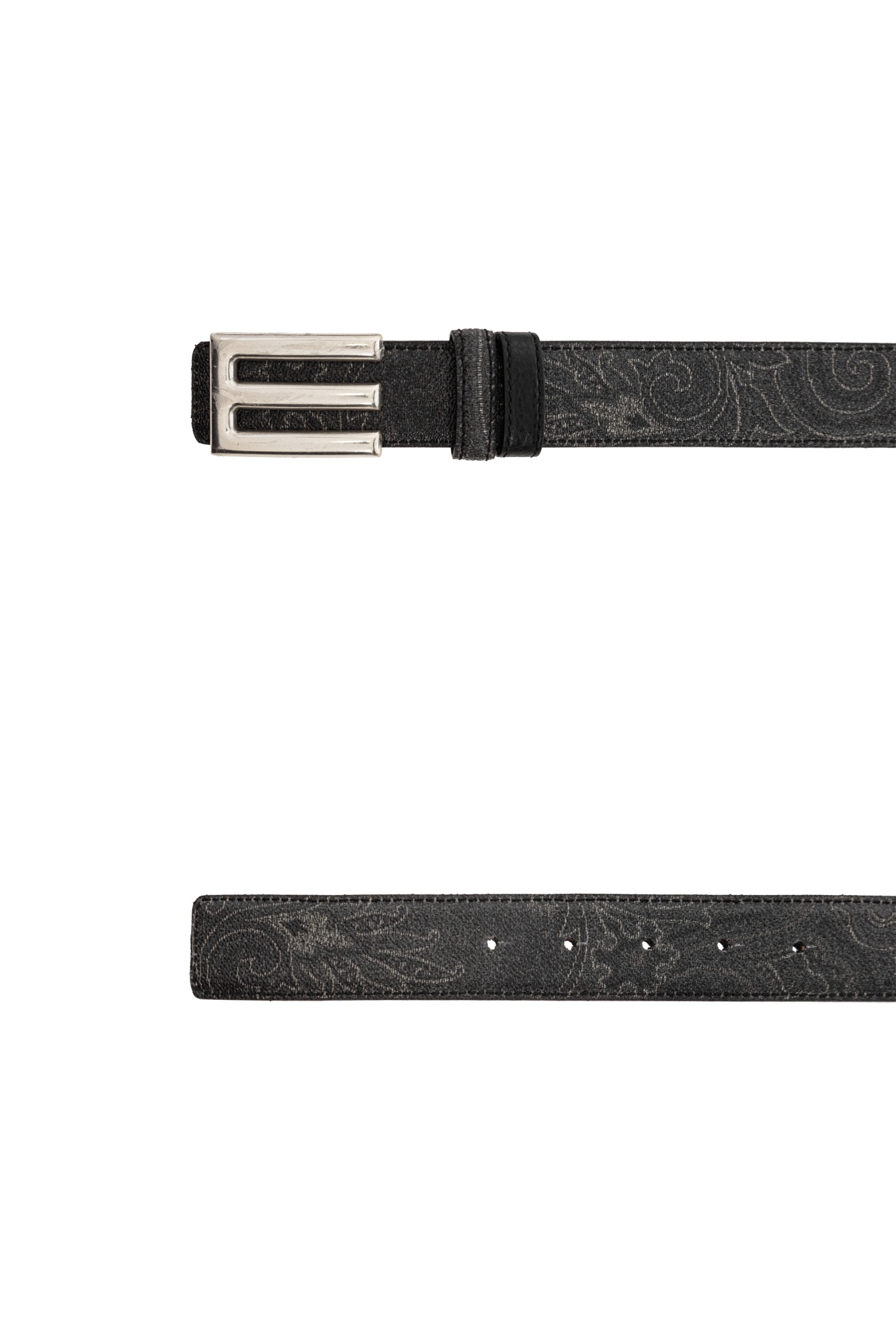 Etro Logo Buckled Paisley Print Reversible Belt In Black