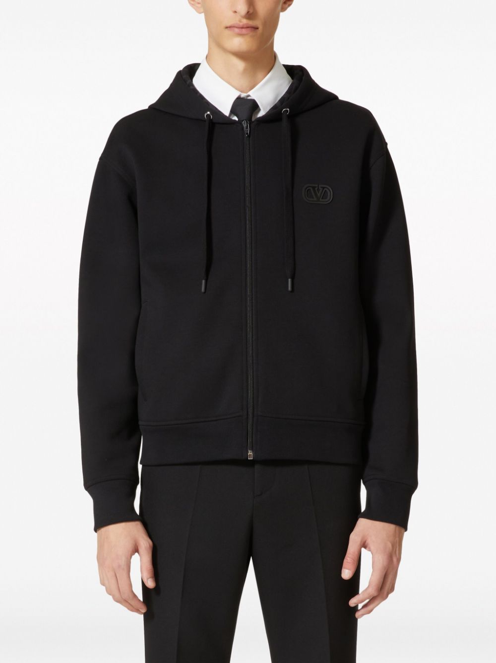 Valentino Cotton Sweatshirt With Vlogo Signature Patch In Black