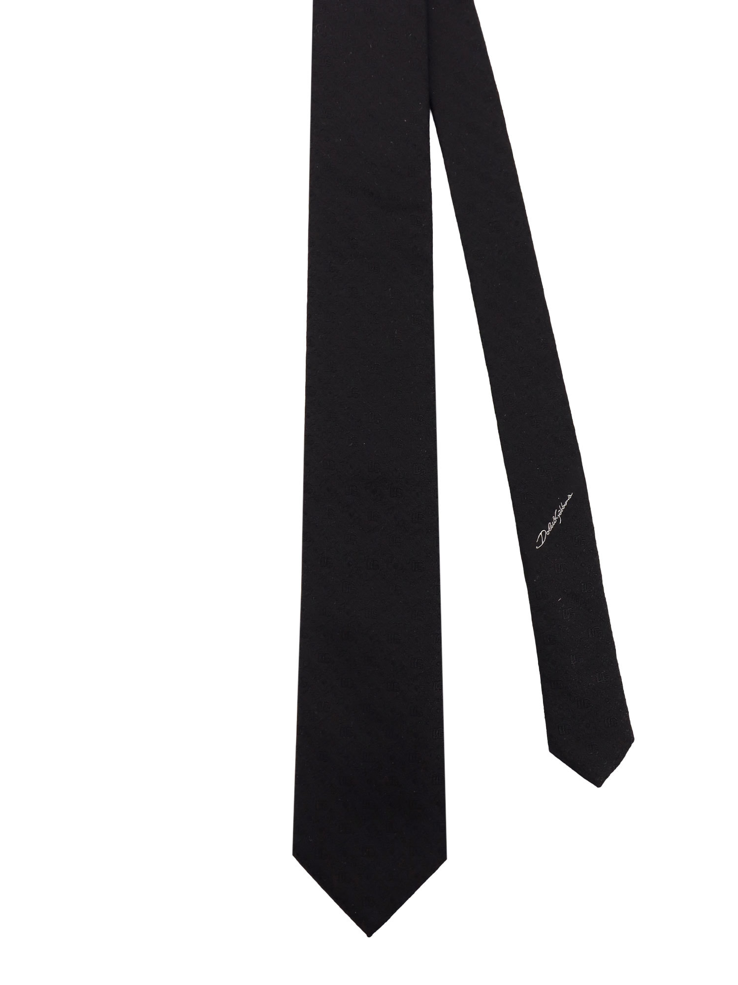 Dolce & Gabbana Silk Loop Jacquard Slim Tie In Black