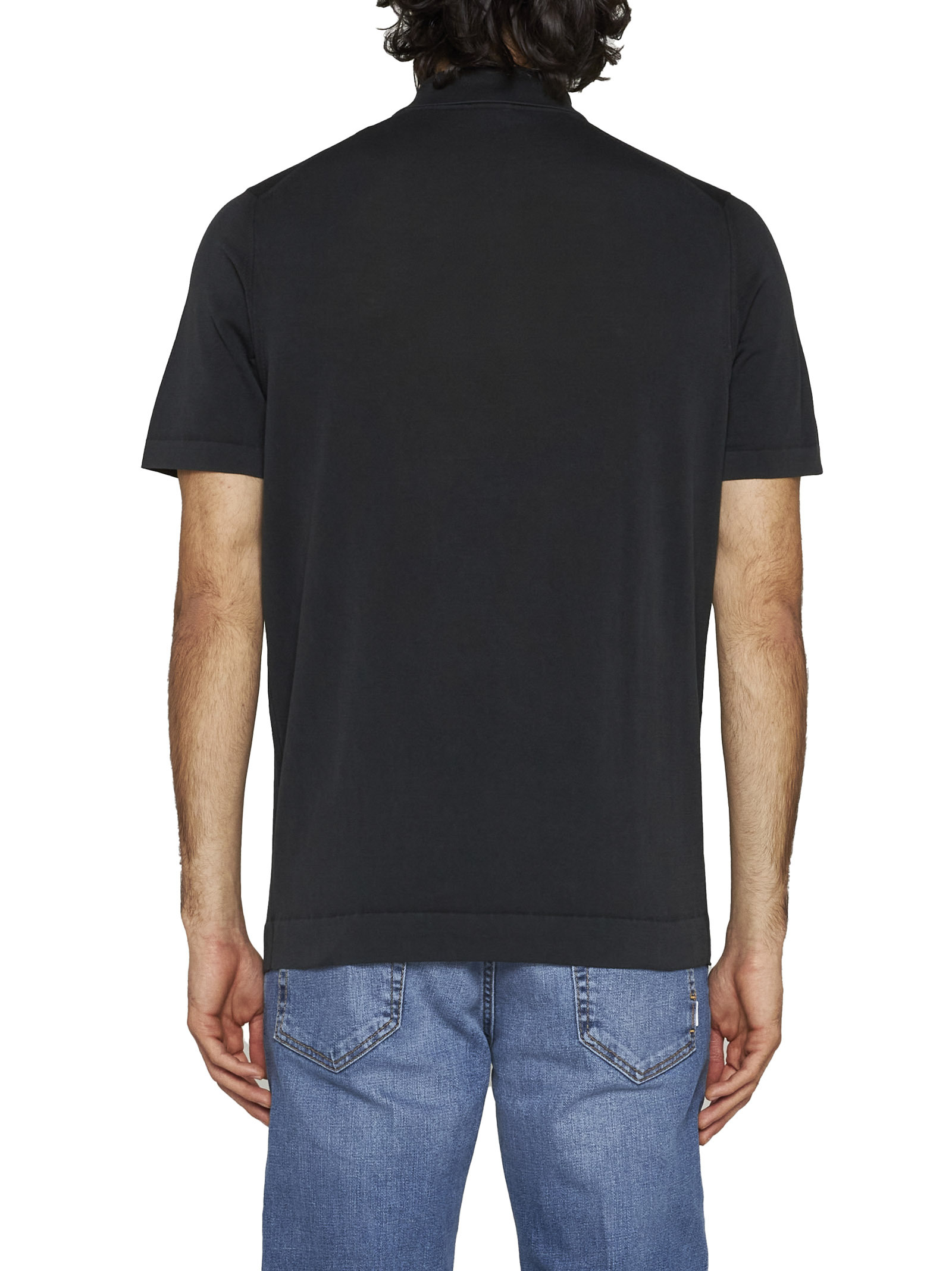 Drumohr Button-placket Polo Shirt In Black