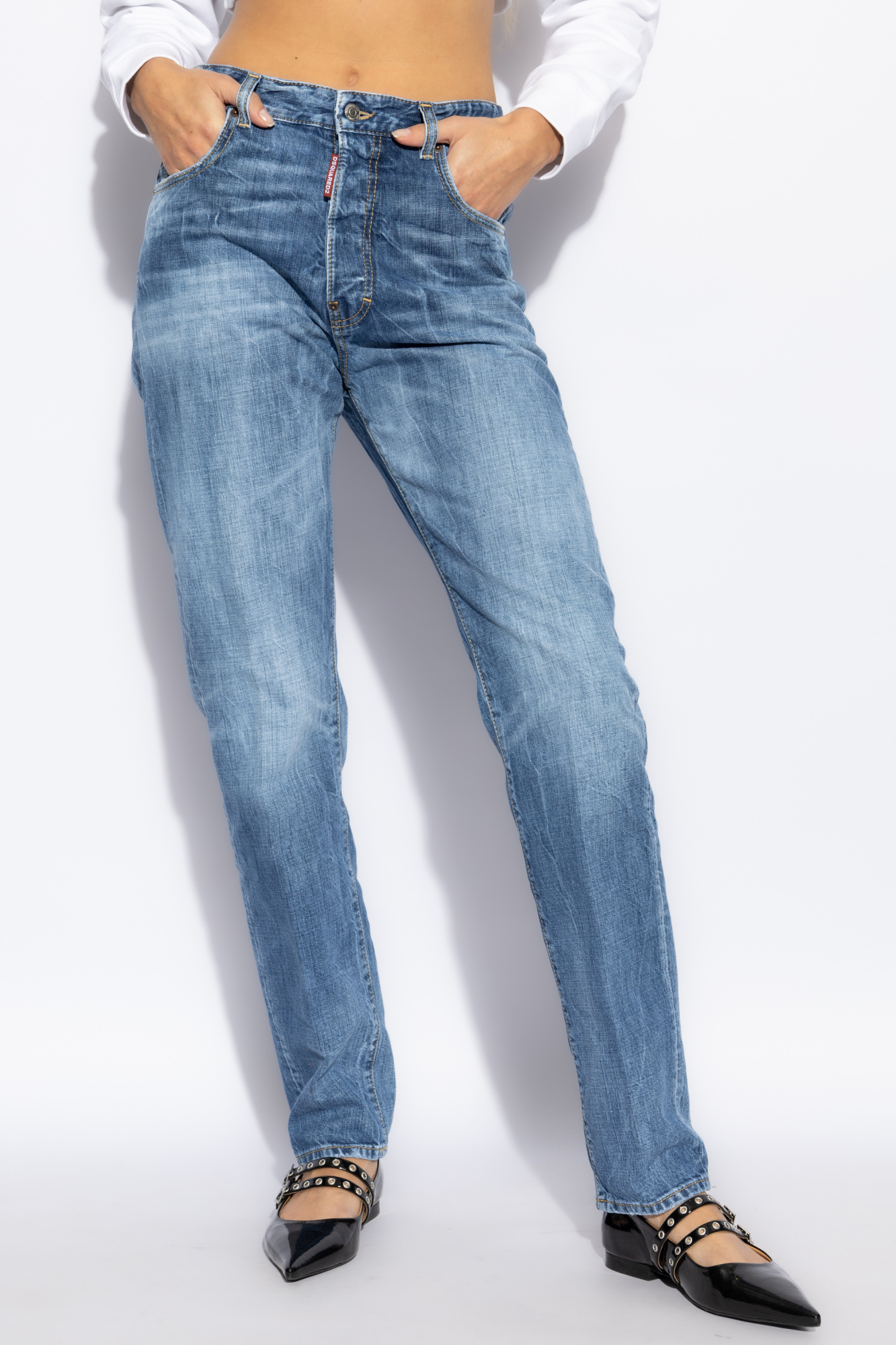 Dsquared2 Whiskering Effect Slim-cut Jeans In Blue