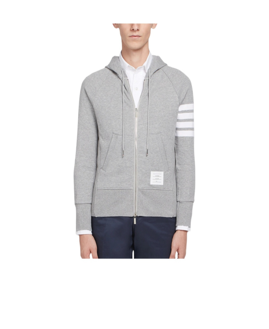 Thom Browne 4-bar Raglan-sleeve Waffle Stitch Hoodie In Gray