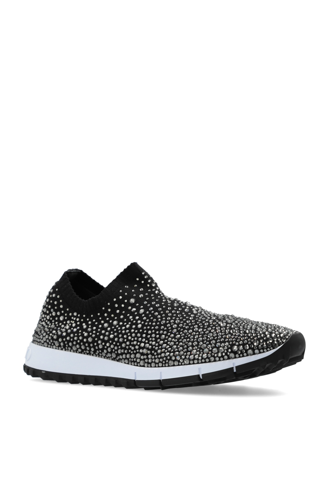 Jimmy Choo Verona Crystal Embellished Slip-on Sneakers In Black