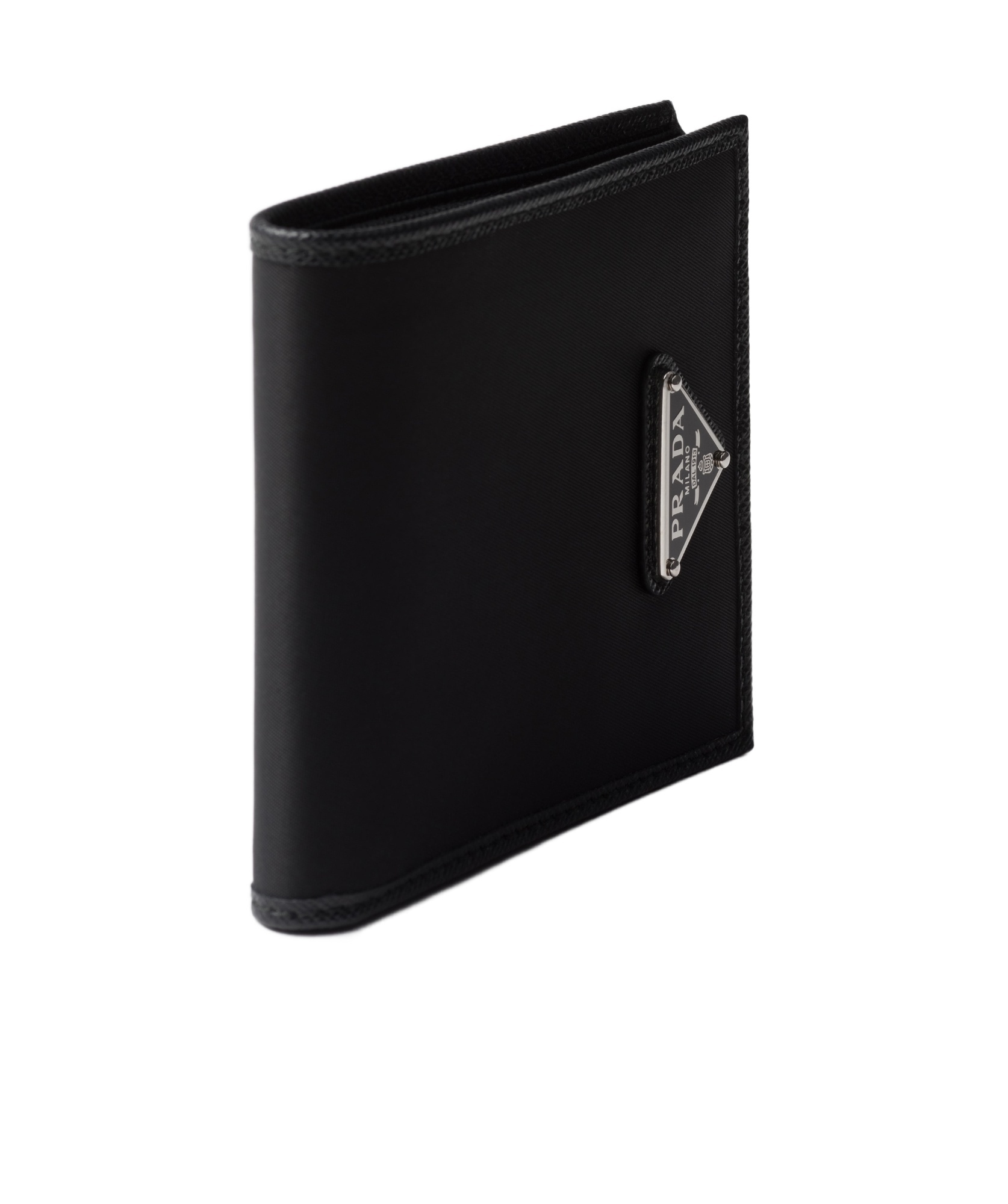 Prada Mens Black Re-nylon Recycled-nylon And Leather Wallet In Black