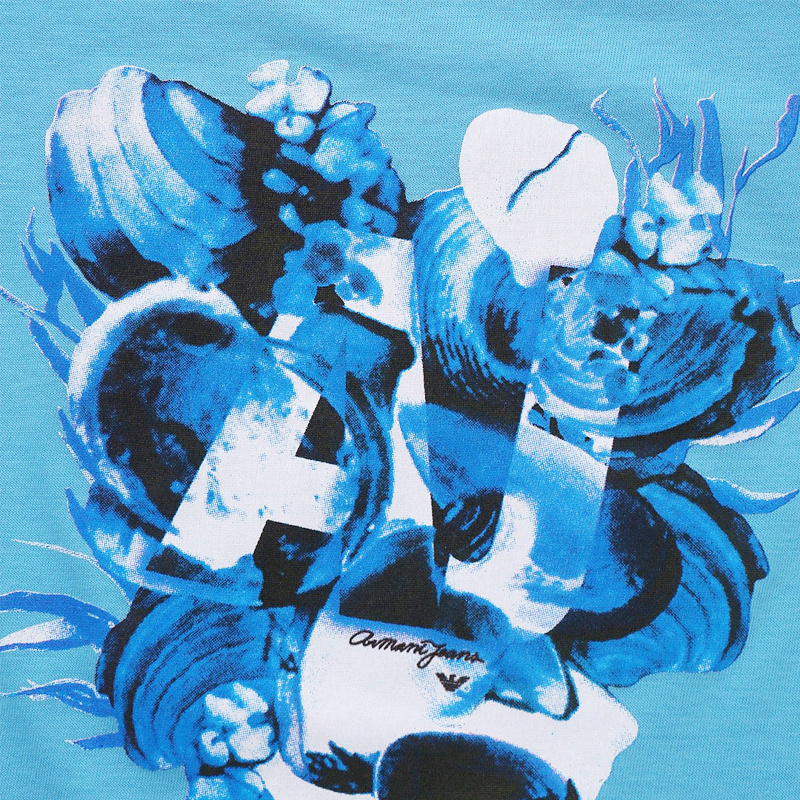 Shop Armani Jeans Printed T-shirt In Blue
