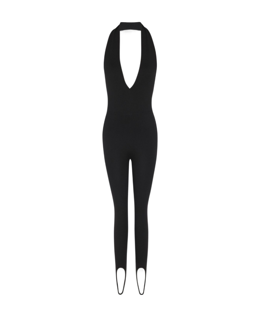 Saint Laurent Halterneck Open-back Jumpsuit In Black