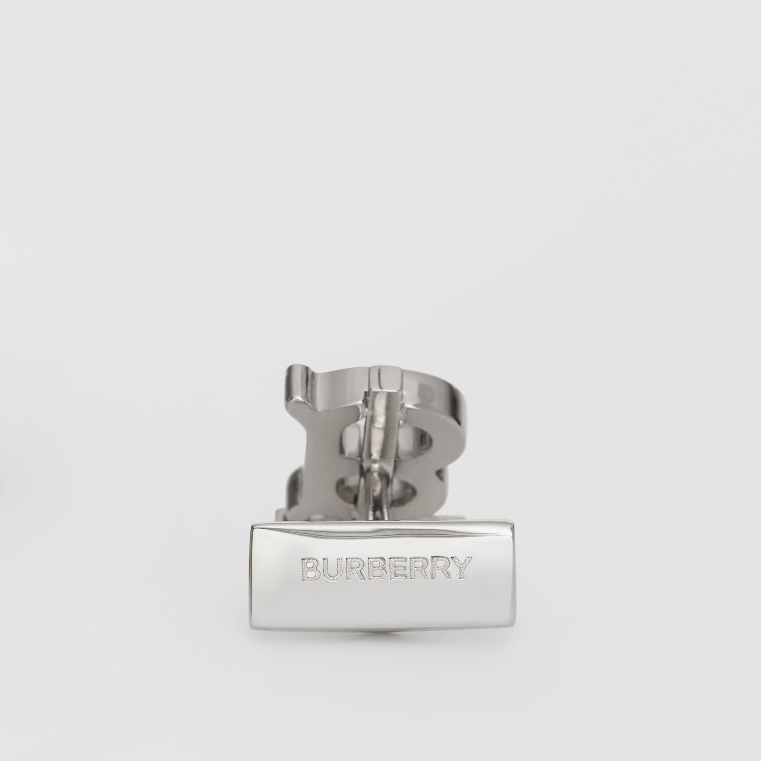 Burberry Monogram Motif Enamel And Palladium-plated Cufflinks In Black