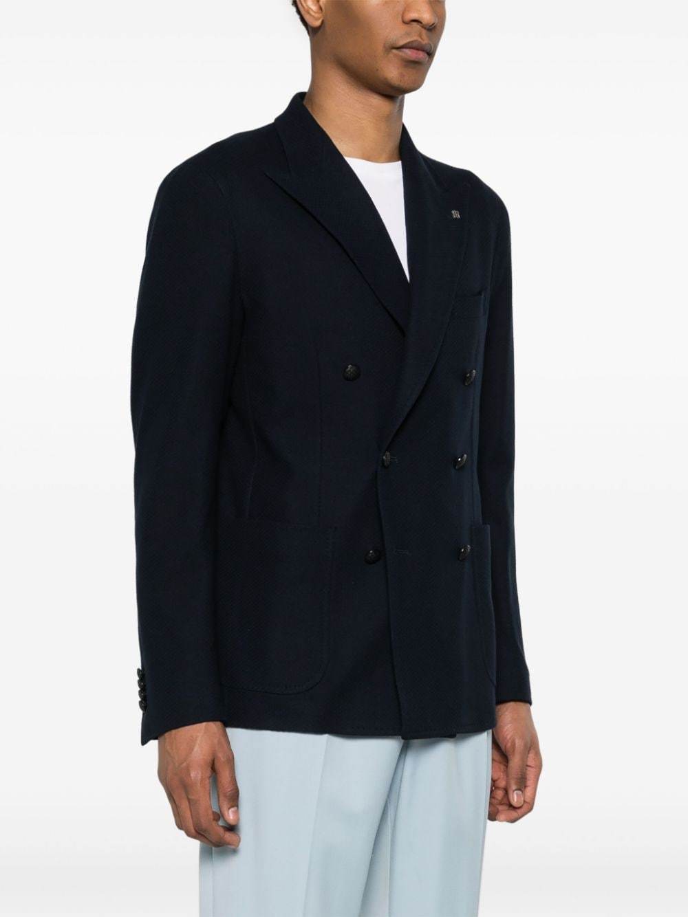 Shop Tagliatore Double-breasted Cotton Blazer In Black
