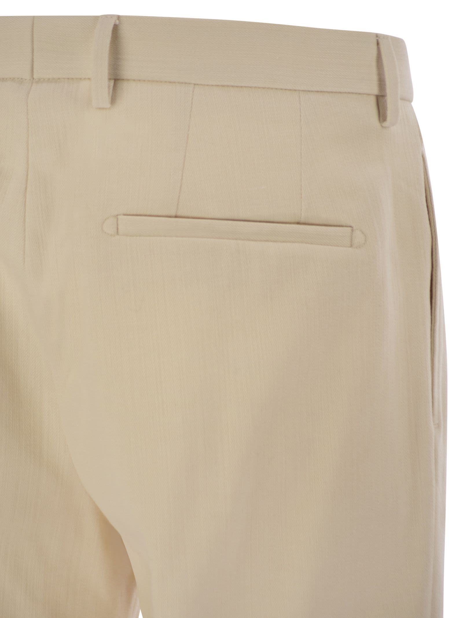 Shop Tagliatore Stretch Cotton-blend Trousers In Nude