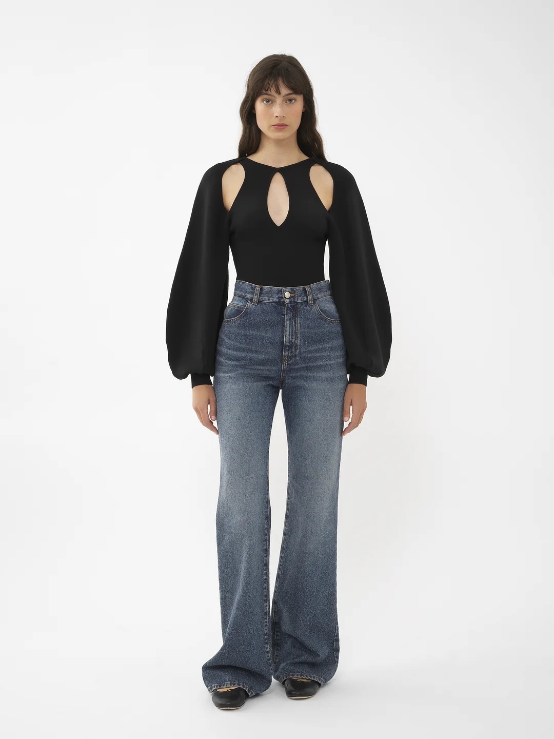 Shop Chloé Hollowed-out Wool Sweater In Black