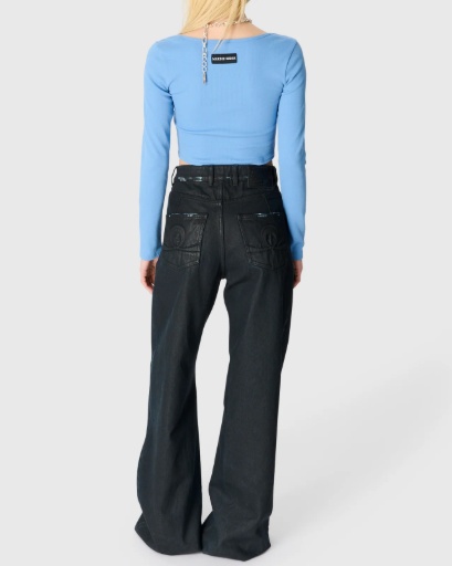 Marine Serre Moon-logo Round-neck Top In Blue