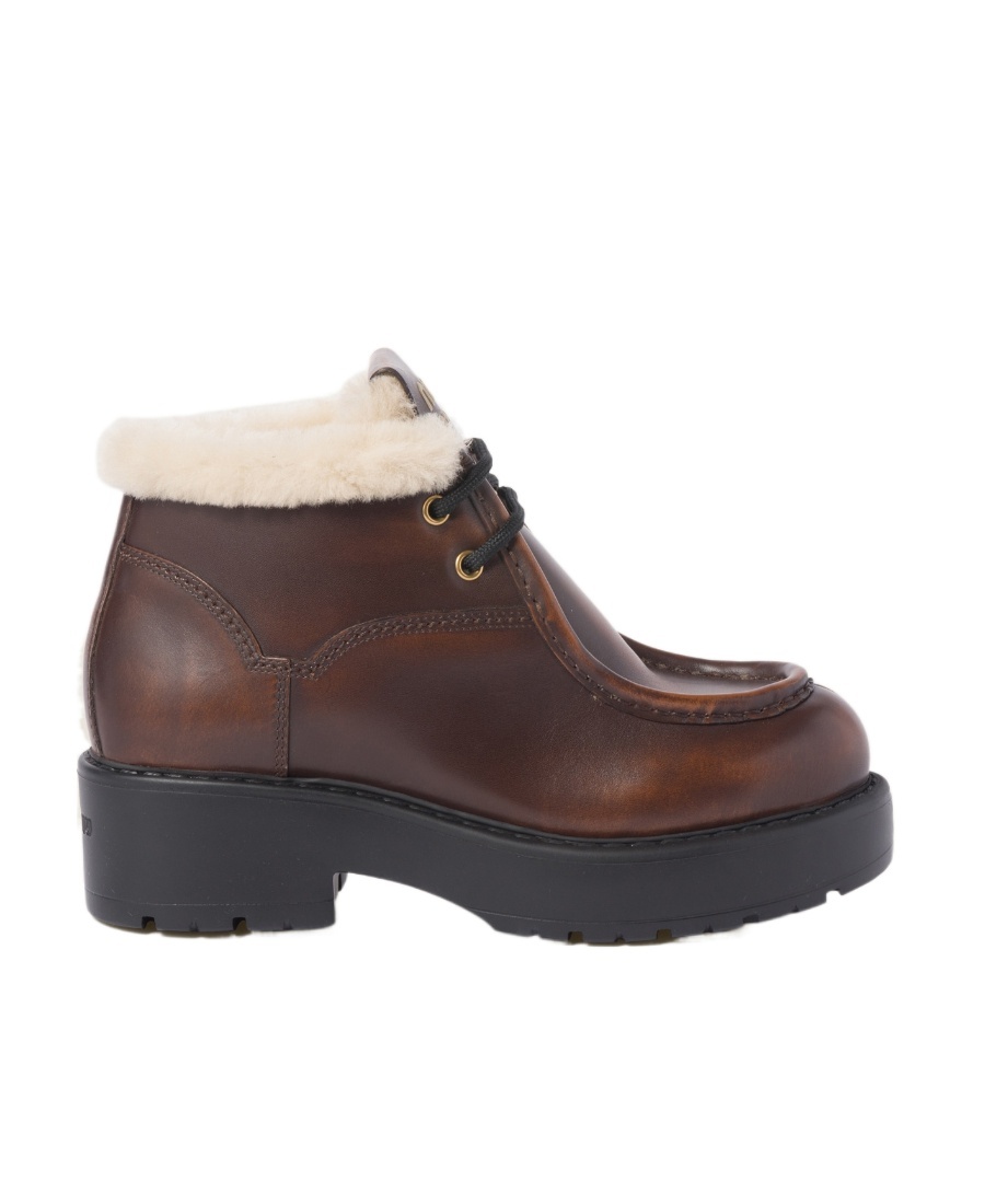 Miu Miu Fumé Leather Booties In Brown
