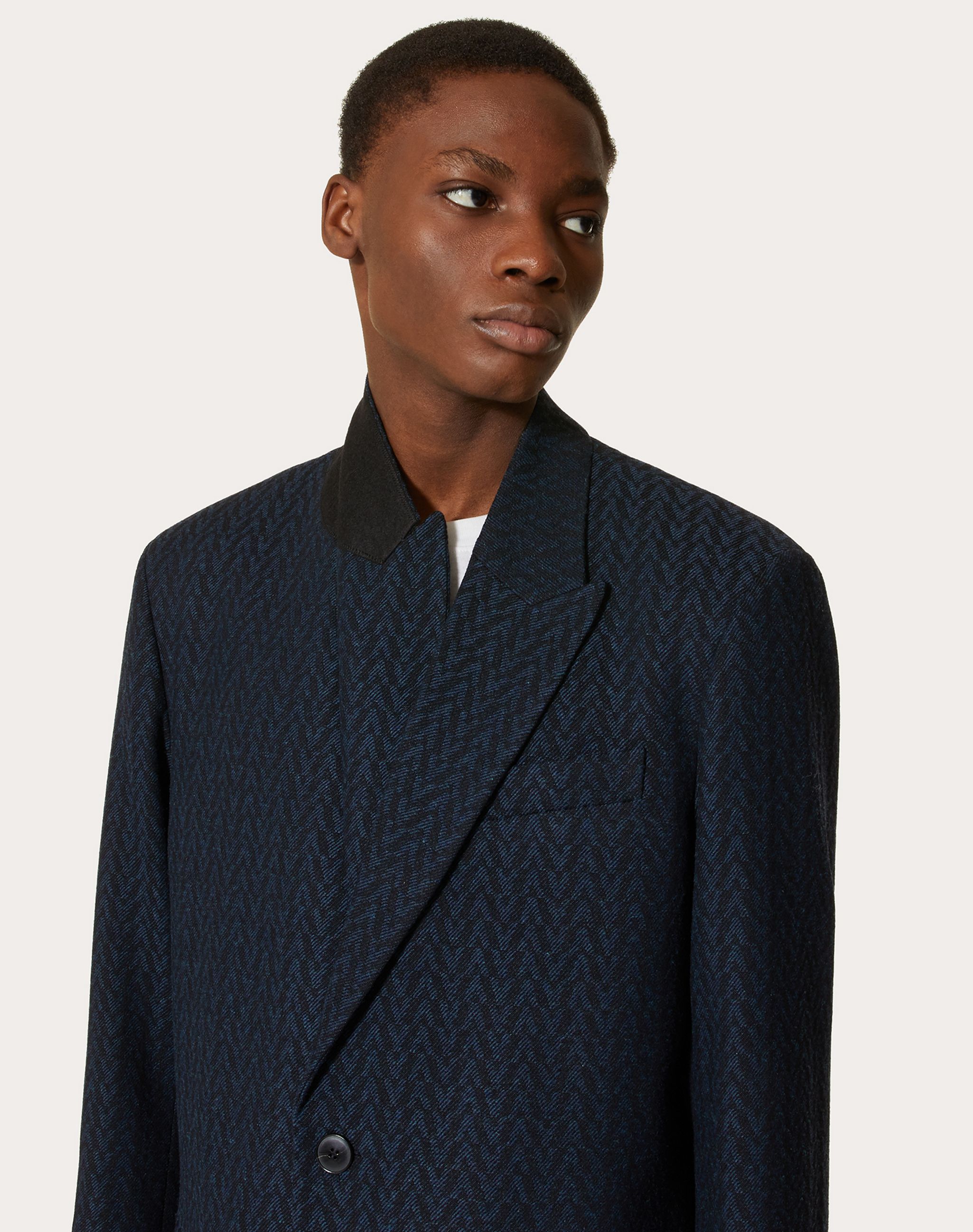 Valentino Pinstriped Suit Jacket In Black