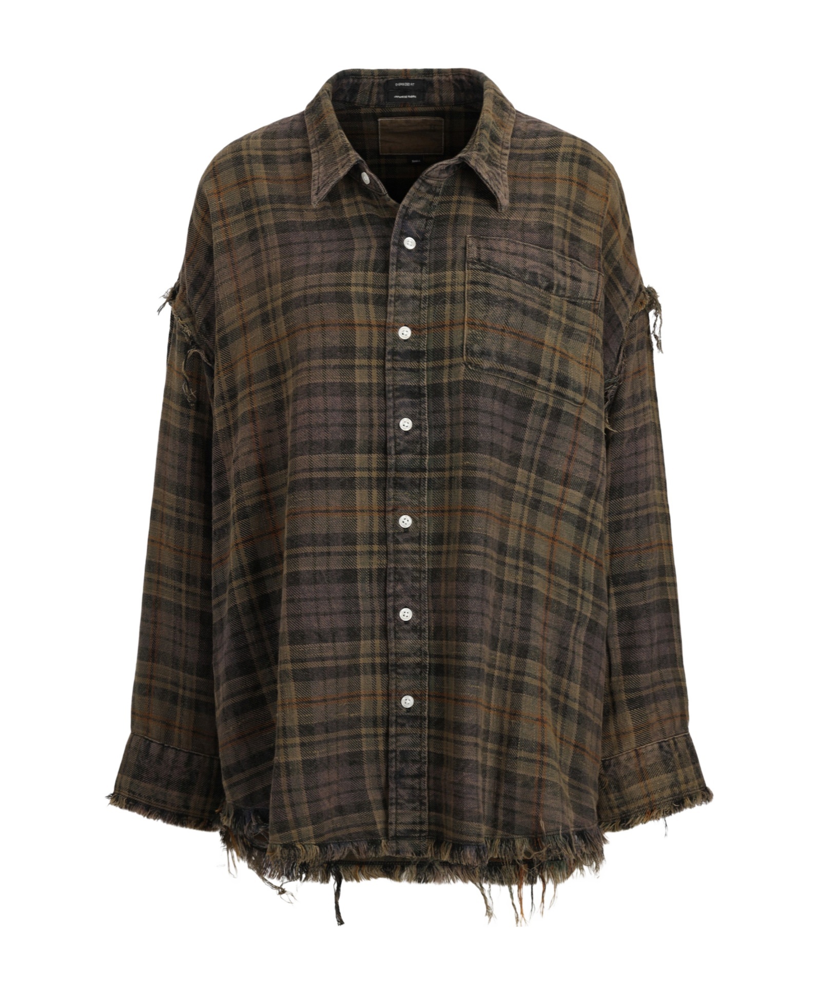 R13 Shredded Seam Drop Neck Plaid Flannel Button-up Shirt In Multi