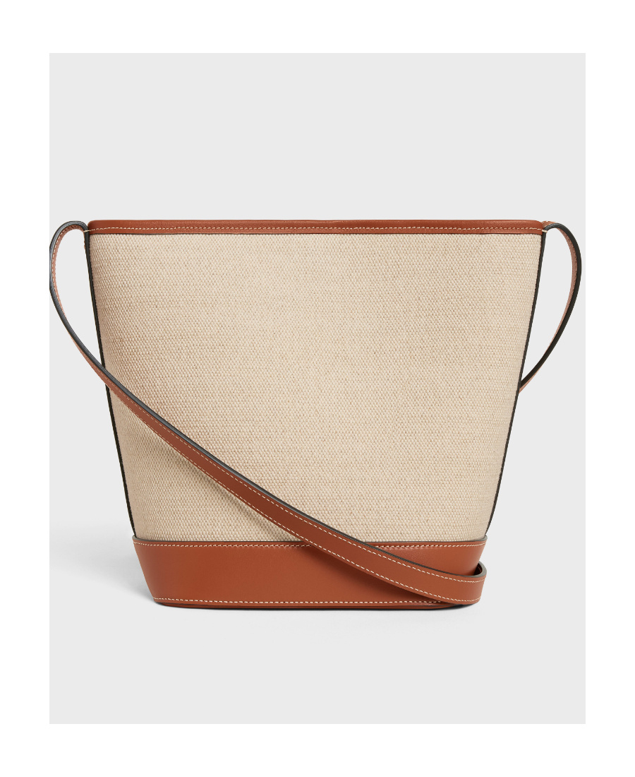 CELINE SMALL BUCKET CUIR TRIOMPHE IN TEXTILE AND CALFSKIN