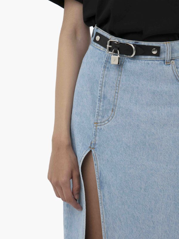 Jw Anderson Asymmetric Denim Midi Skirt In Blue