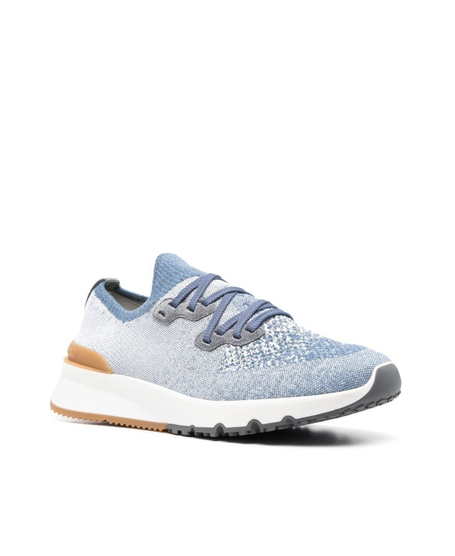 Brunello Cucinelli Speckled Low-top Sneakers In Blue