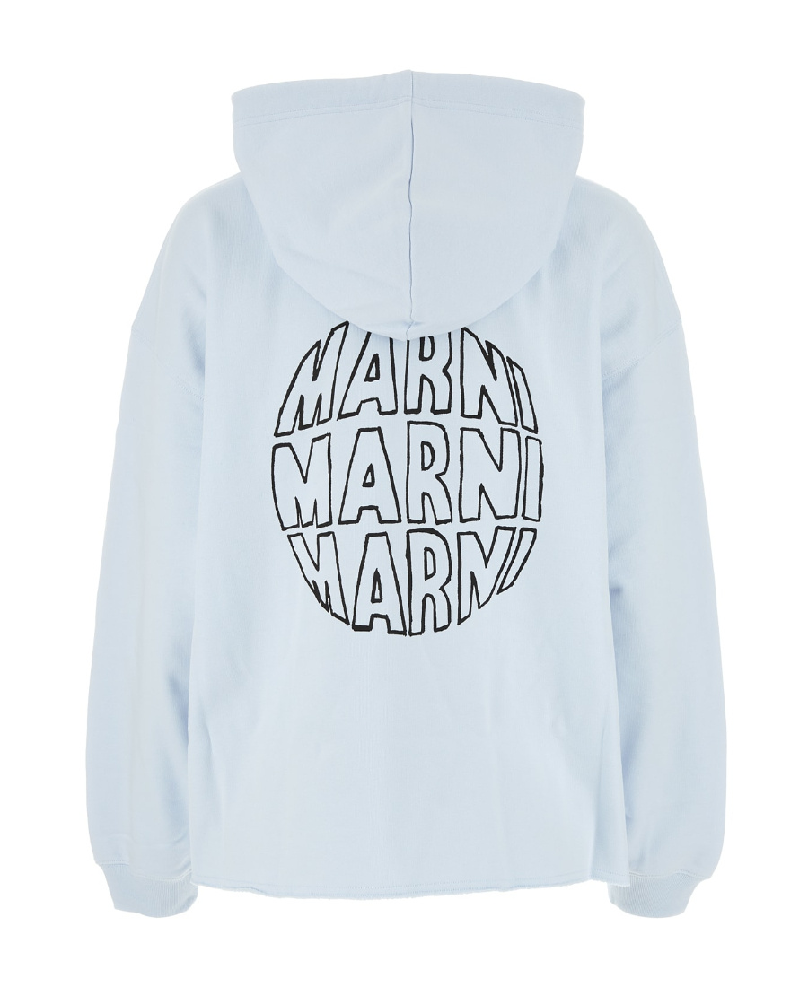 Marni Logo Hooded Sweater In Blue