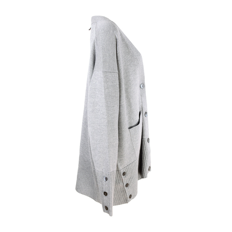 Thom Browne Oversized 4-bar Stripe Cardigan In Gray