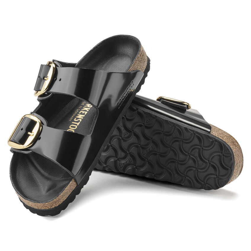 Birkenstock Arizona Big Buckle Patent Leather Sandals In Black