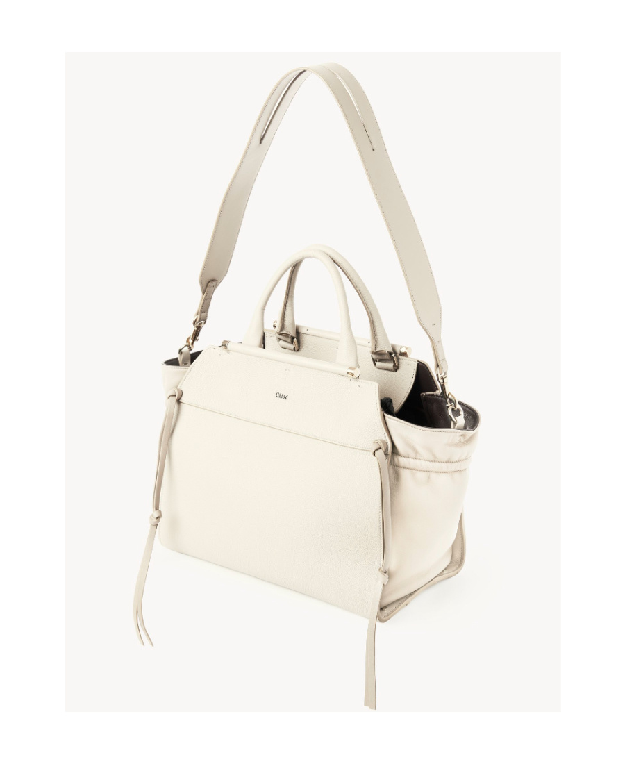 Chloé Medium Steph Leather Tote Bag In White