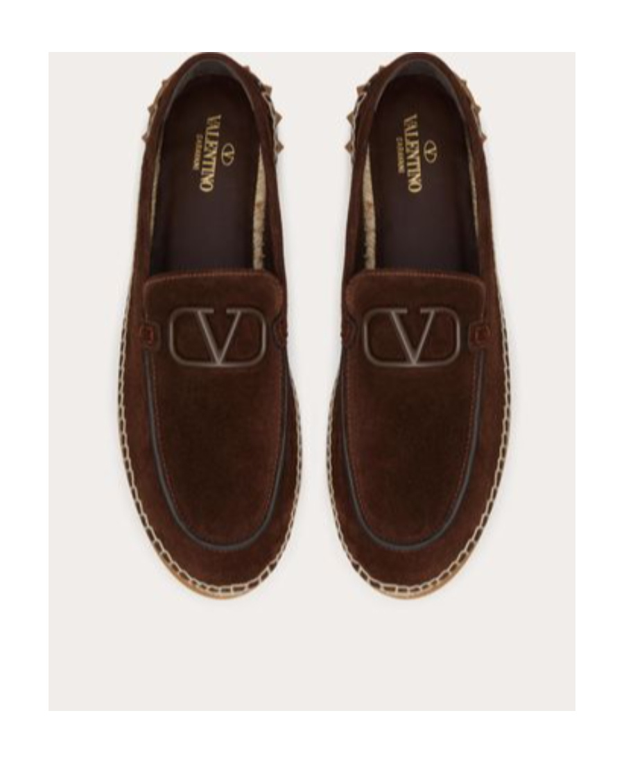 Valentino Leisure Flows Vlogo Suede Espadrilles In Brown