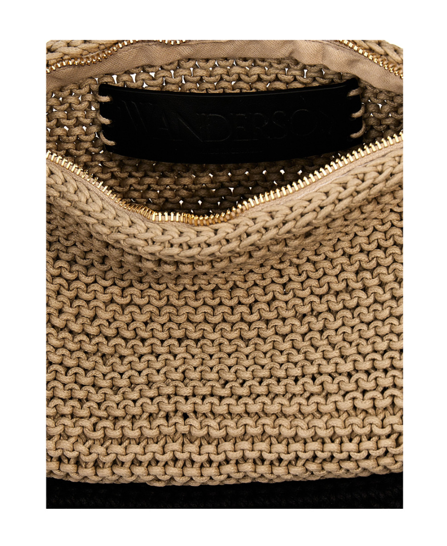 Jw Anderson Bumper-15 Crochet-knit Shoulder Bag In Black